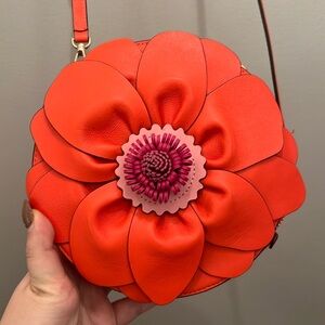 kate spade Red Floral Round Crossbody Bag with Pink Center